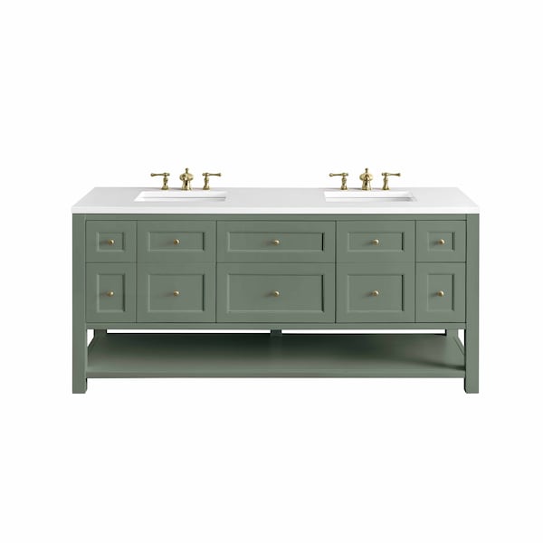 James Martin Vanities Breckenridge 72in Double Vanity, Smokey Celadon w/ 3 CM White Zeus Top 330-V72-SC-3WZ - main